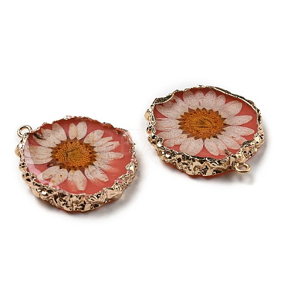 Inner Dried Flower Resin Pendants RESI-P028-02KCG-04-1