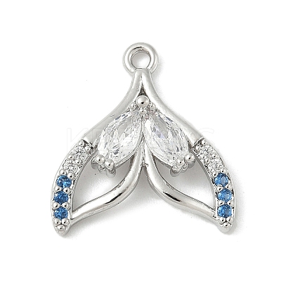 Brass Pave Light Sky Blue and Clear Cubic Zirconia Sea Animal Connector Charms LS-KK-M326-07C-P-1