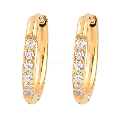 304 Stainless Steel Clear Cubic Zirconia Hoop Earrings EJEW-L307-05G-1