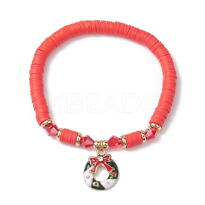 4Pcs 4 Styles Handmade Polymer Clay Beaded Stretch Bracelets BJEW-JB10416-1