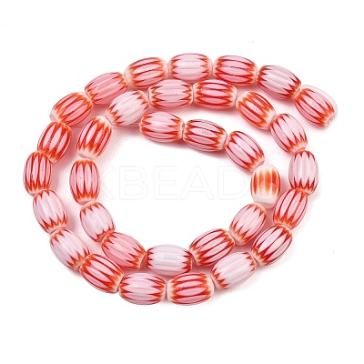 Handmade Millefiori Glass Oval Bead Strands LK-Z001-01B-07-1