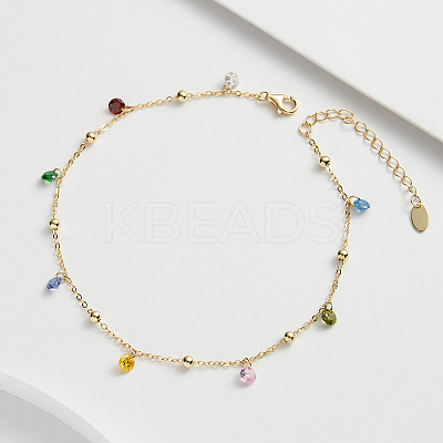 925 Sterling Silver Anklets AJEW-Z029-30G-1
