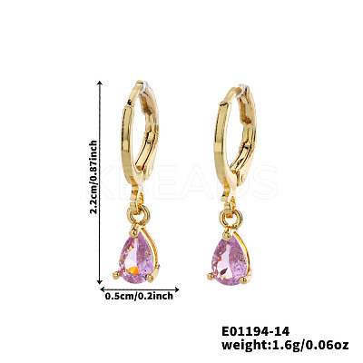 Fashionable Couple Waterdrop Sparkling 925 Sterling Silver Cubic Zirconia Dangle Hoop Earrings for Daily Wear and Parties LS-CU5155-1-1