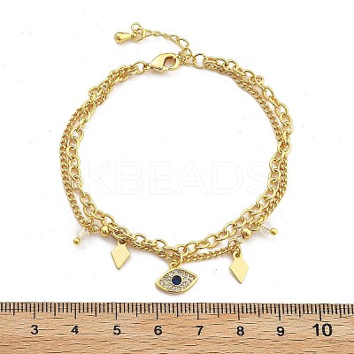 Brass Micro Pave Cubic Zirconia Multi-strand Charm Bracelets BJEW-U020-15G-1