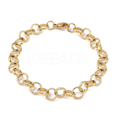 Fashionable 304 Stainless Steel Engraved Bubbles Cable Chain Bracelets STAS-A028-B087G-1