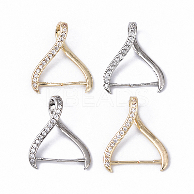 4Pcs 2 Colors Rack Plating Brass Micro Pave Cubic Zirconia Ice Pick Pinch Bails KK-YW0003-44C-1