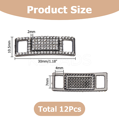 12Pcs Alloy Glass Rhinestone Shoelace Buckle FIND-HS0002-48B-1