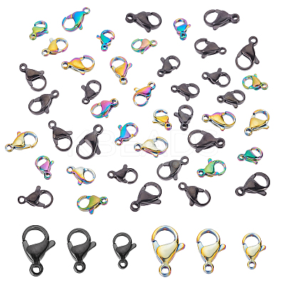 60Pcs 6 Sizes PVD Vacuum Plating 304 Stainless Steel Lobster Claw Clasps STAS-PH0001-43-1