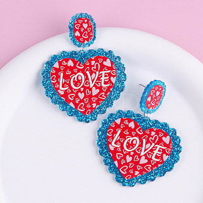 Valentine's Day Acrylic Dangle Stud Earrings FS-WG3830D-04-1