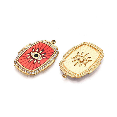 Ion Plating(IP) 304 Stainless Steel Evil Eye Enamel Pendants STAS-N107-04A-G-1
