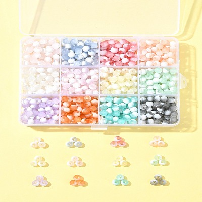 840Pcs 12 Colors Frosted Crackle Glass Beads GLAA-FS0002-17-1