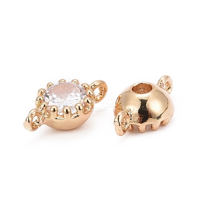 Flower Brass Micro Pave Cubic Zirconia Links Connectors LS-X-ZIRC-L054-09KCG-NR-1