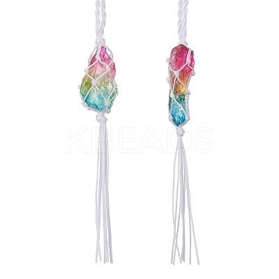 Nuggets Natural Quartz Crystal Pouch Hanging Ornaments HJEW-JM01618-1