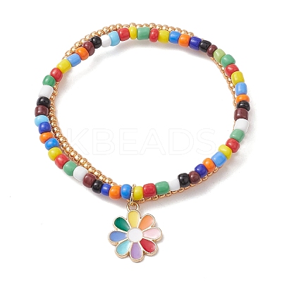Glass Seed Double Layer Multi-strand Bracelets BJEW-MZ00055-02-1