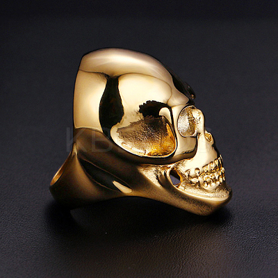 304 Stainless Steel Skull Finger Ring SKUL-PW0002-036B-G-1