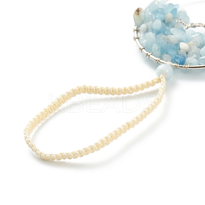 Natural Aquamarine Car Hanging Decorations HJEW-L026-05P-1