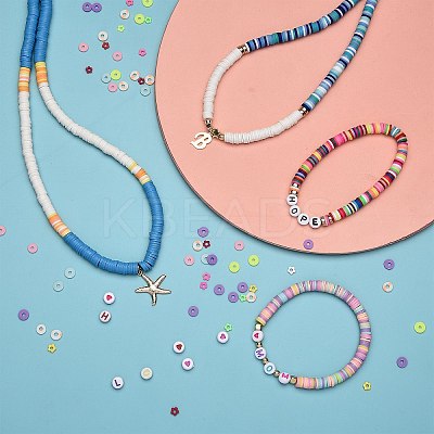 1633Pcs Disc/Flat Round & Flower Polymer Clay Beads CLAY-SZ0001-75-1