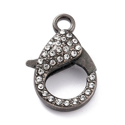 Alloy Rhinestone Lobster Claw Clasps PALLOY-L166-01B-1