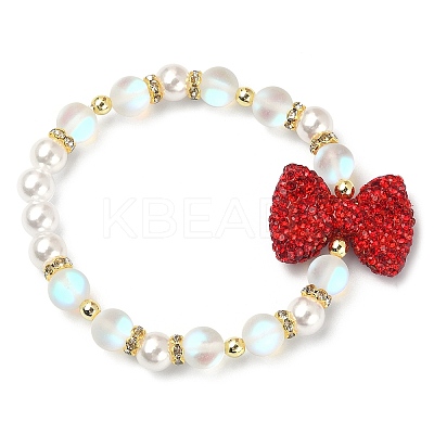 3Pcs 3 Color Synthetic Moonstone & Hematite & Plastic Pearl Beaded Stretch Bracelets Set BJEW-JB09507-1