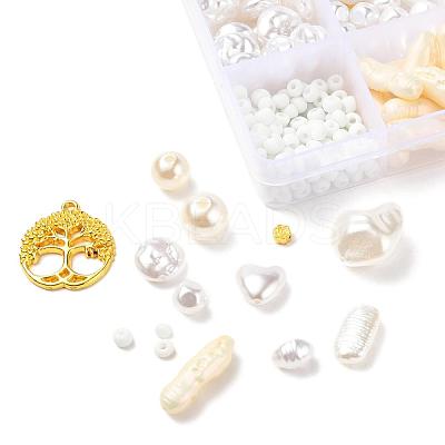 164Pcs Flower & Round Plastic & Alloy Round Beads DIY-YW0002-57-1