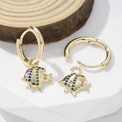 Brass Clear Cubic Zirconia Hoop Earrings EJEW-Q014-26G-1