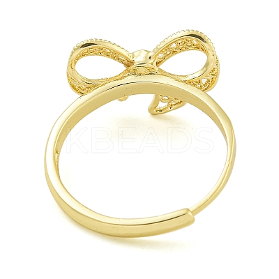 Bowknot Brass Adjustable Rings for Women RJEW-M016-09G-1