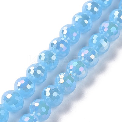 Electroplate Imitation Jade Glass Beads Strands GLAA-E036-12B-1