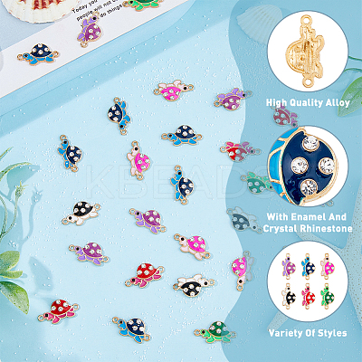 60Pcs 6 Colors Alloy Enamel Connector Charms ENAM-HY0001-26-1