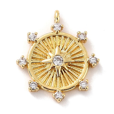 Eco-Friendly Brass Micro Pave Clear Cubic Zirconia Pendants ZIRC-C027-06G-01-RS-1