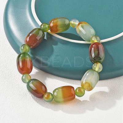 Natural Peacock Agate Bead Stretch Bracelets G-P570-01J-1