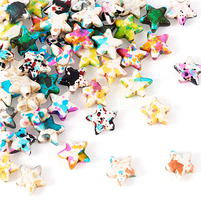 60Pcs 10 Colors Spray Painted Synthetic Turquoise Beads TURQ-TA0001-06-1