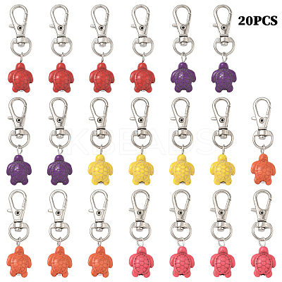 20Pcs Tortoise Synthetic Turquoise Pendant Decorations HJEW-YW00121-04-1