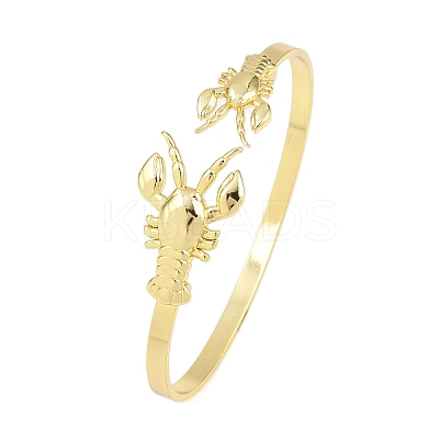 Marine Organism Brass Cuff Bangles for Women BJEW-D368-03G-G-1