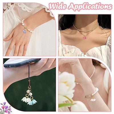 80Pcs 8 Colors Flower ABS Plastic Pearl Pendants PALLOY-CJ00075-1