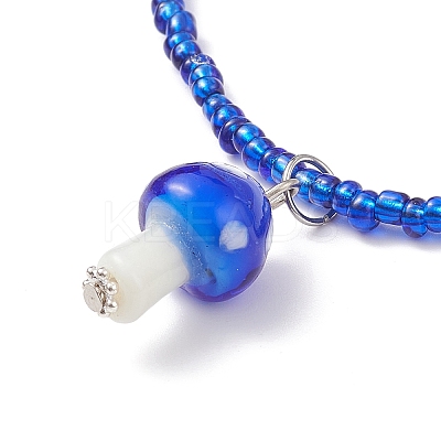 Mushroom Handmade Lampwork Pendant Necklaces for Women NJEW-JN03982-1