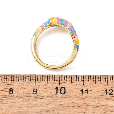 Brass Enamel Cuff Open Rings for Women RJEW-A098-01G-05-1