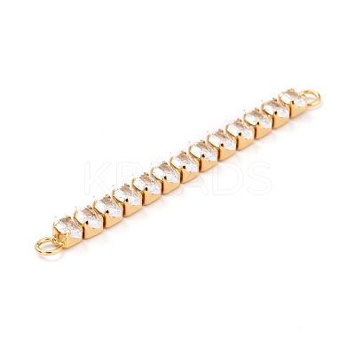 Brass Clear Horse Eye Cubic Zirconia Links Connectors ZIRC-G170-21G-1