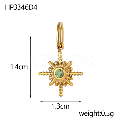 304 Stainless Steel Cubic Zirconia Pendants STAS-OY007-74G-1