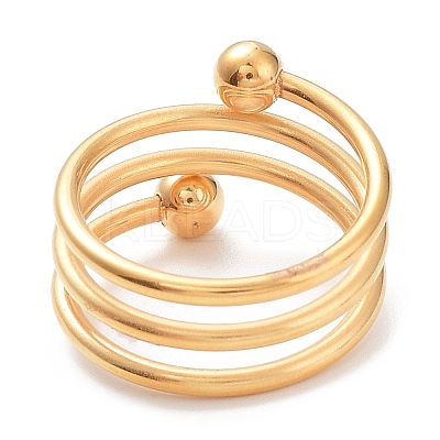 Ion Plating(IP) 304 Stainless Steel Wire Wrap Spiral Cuff Rings RJEW-K244-08G-1