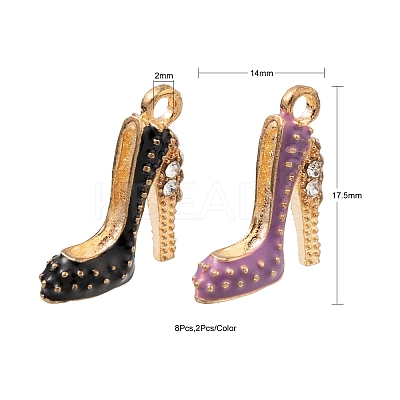 8Pcs 4 Colors Alloy Enamel Stilettos Pendants ENAM-FS0001-16-1