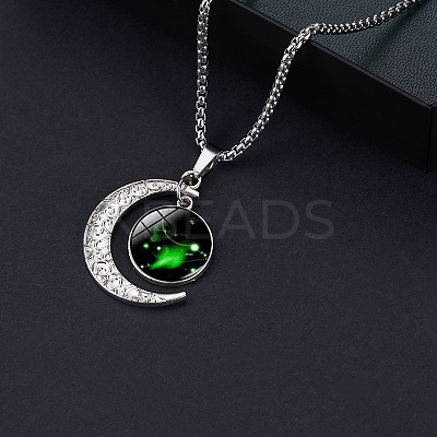 Alloy & Glass Luminous Moon Constellation Pendant Necklaces WG12A0F-03-1