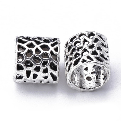 Tibetan Style Hollow Alloy European Beads TIBE-S319-124AS-RS-1