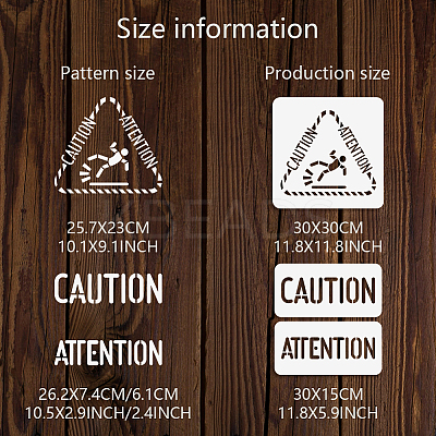 Caution Attention PET Out Drawing Painting Stencils Sets DIY-WH0416-0041-1