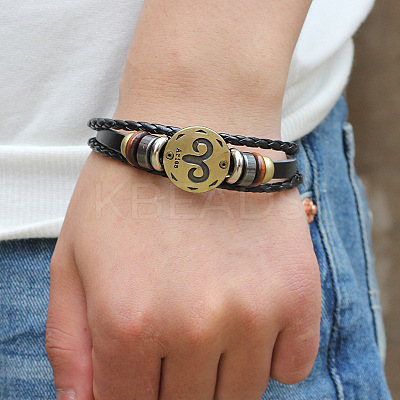 Braided Leather Cord Retro Multi-strand Bracelets BJEW-L616-20A-1