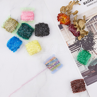 18 Cards 18 Colors Tinsel Chenille Line Crystal Flash Cactus Chenille OCOR-FH0001-14-1