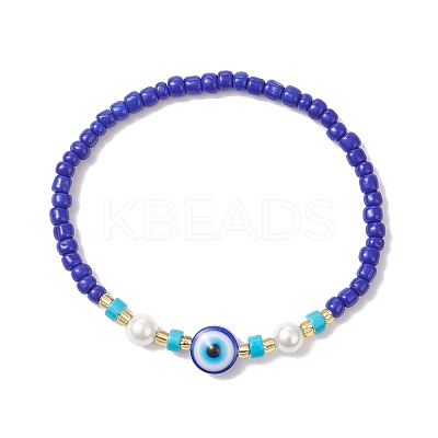 3Pcs 3 Colors Glass Seed Beaded Stretch Bracelets for Women BJEW-JB12206-1
