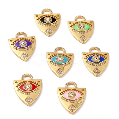 Brass Micro Pave Clear Cubic Zirconia Pendants ZIRC-I054-21G-1