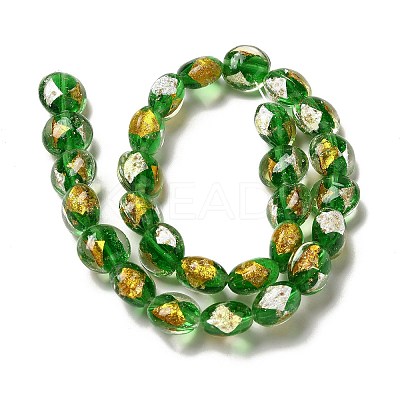 Handmade Gold Foil and Silver Foil Lampwork Flat Round Beads FOIL-C001-02B-1