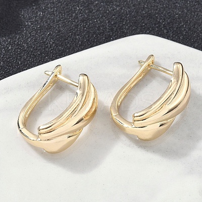 Rectangle Brass Hoop Earrings EJEW-D320-21G-1