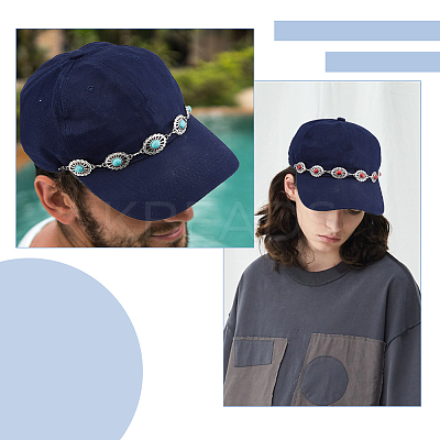 4Pcs Oval Synthetic Turquoise Link Baseball Cap Chain HJEW-HS00043-1